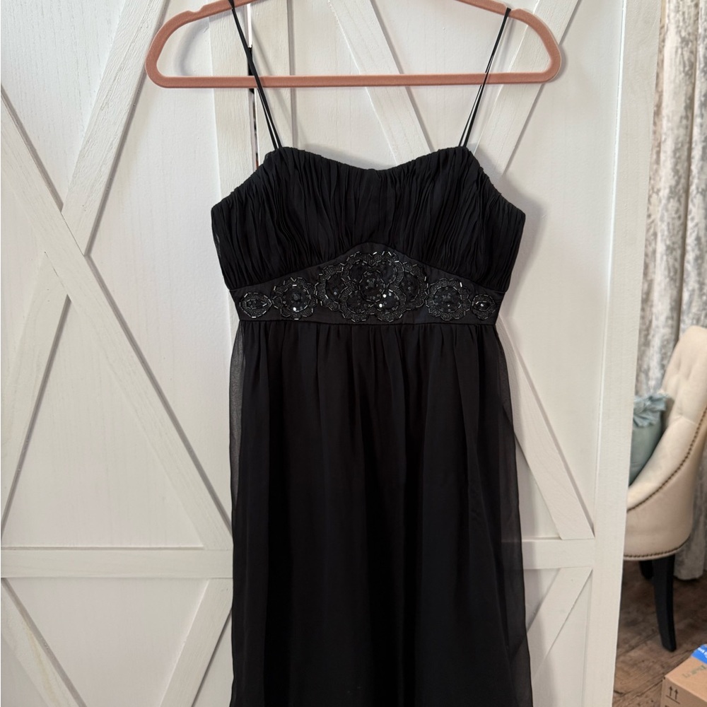 Nine West Black Spaghetti Strap Dress with Embellished Waist